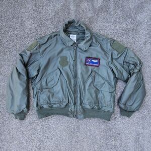 US USAF MILITARY PILOT FLYER GREEN COLD WEATHER BOMBER JACKET CWU 45/P Aramid XL